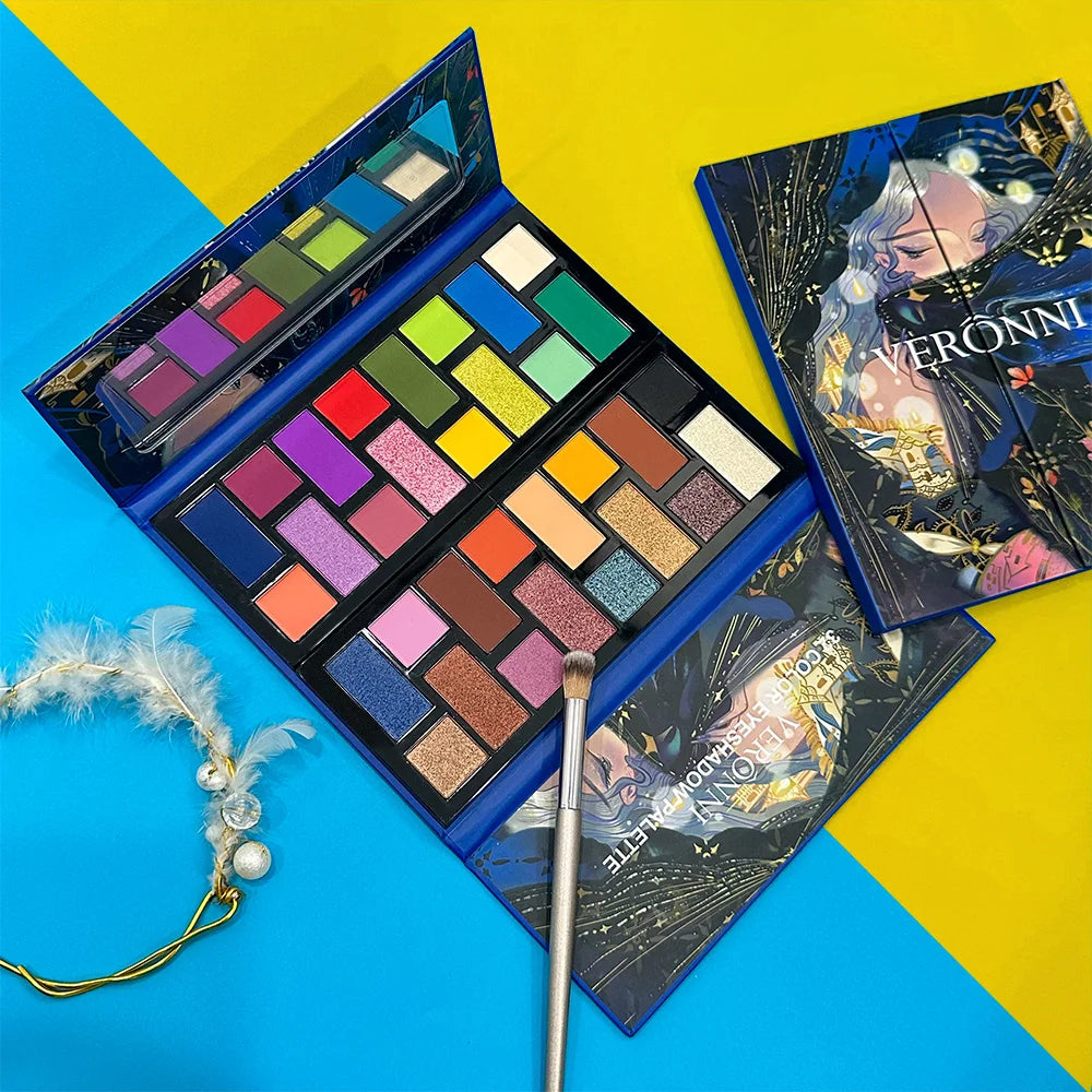 32 Color Eyeshadow Palette-Matte & Shimmer, Highly Pigmented,Vegan,Cruelty-Free, Professional Makeup Palette (Warm/Nude/Glitter)