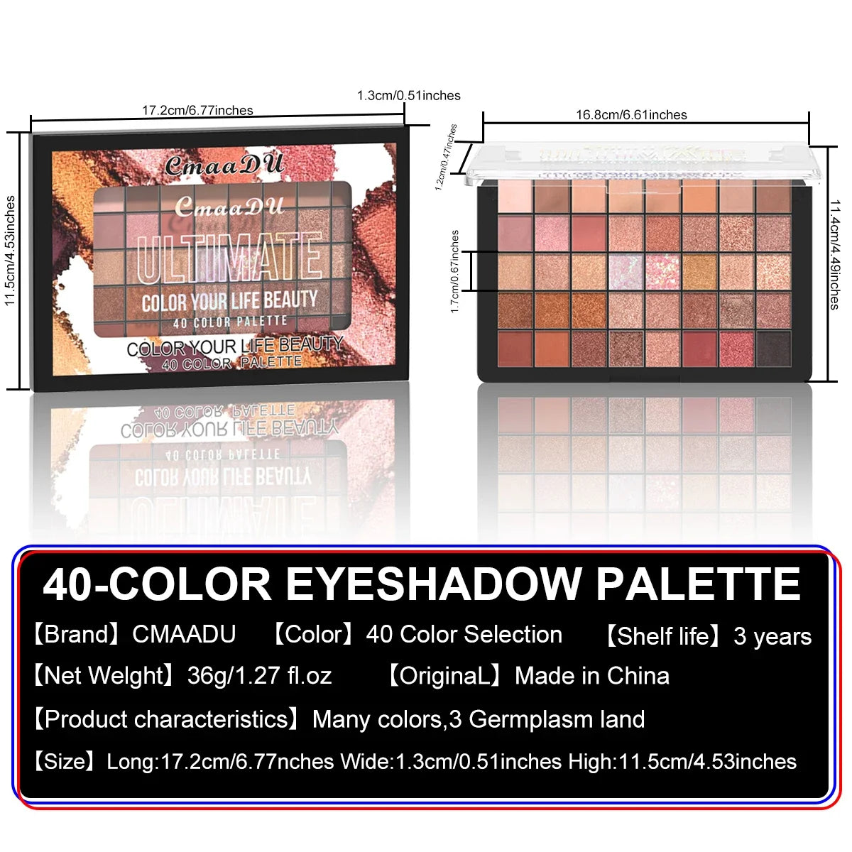 Long Lasting Waterproof High Pigmented Creamy Pearl 40 Color Eyeshadow Palette Professional Makeup Cosmetics