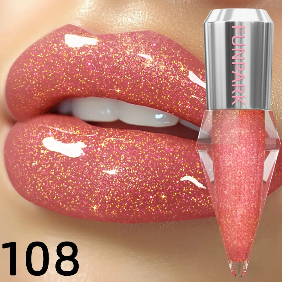 8 Color Glitter Shimmer Lip Gloss Moisturizing Lip Tinted Fuller Lip Effect Diamond Liquid Lipstick Makeup Sexy Lip Care Gifts
