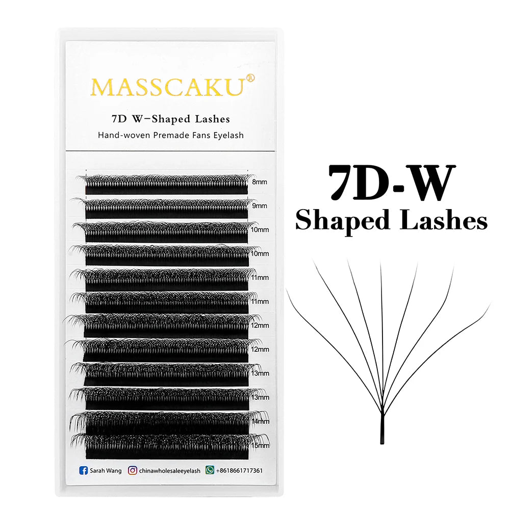 MASSCAKU Wholesale C/D Curl Faux Mink Premade Volume Fans Lash Individual Fluffy 6D 7D 8D 9D 10D W Style Eyelash Easy to Pick