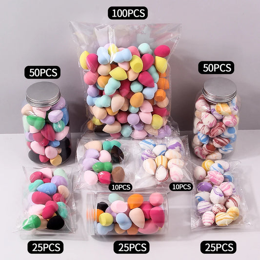 10/25/50/100-Pack Random Color & Shape Makeup Sponges, Latex-Free Blending Tools for Liquid/Cream/Powder