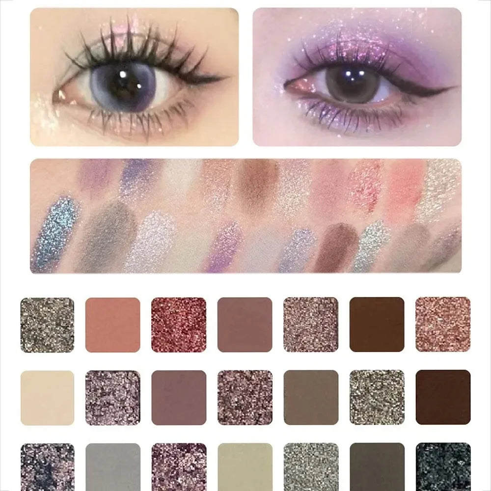 21-color "Cold Moon" Anime Flower Fairy Eyeshadow Palette Matte Shimmer Metallic Shades Professional Makeup with Glitter Lasting