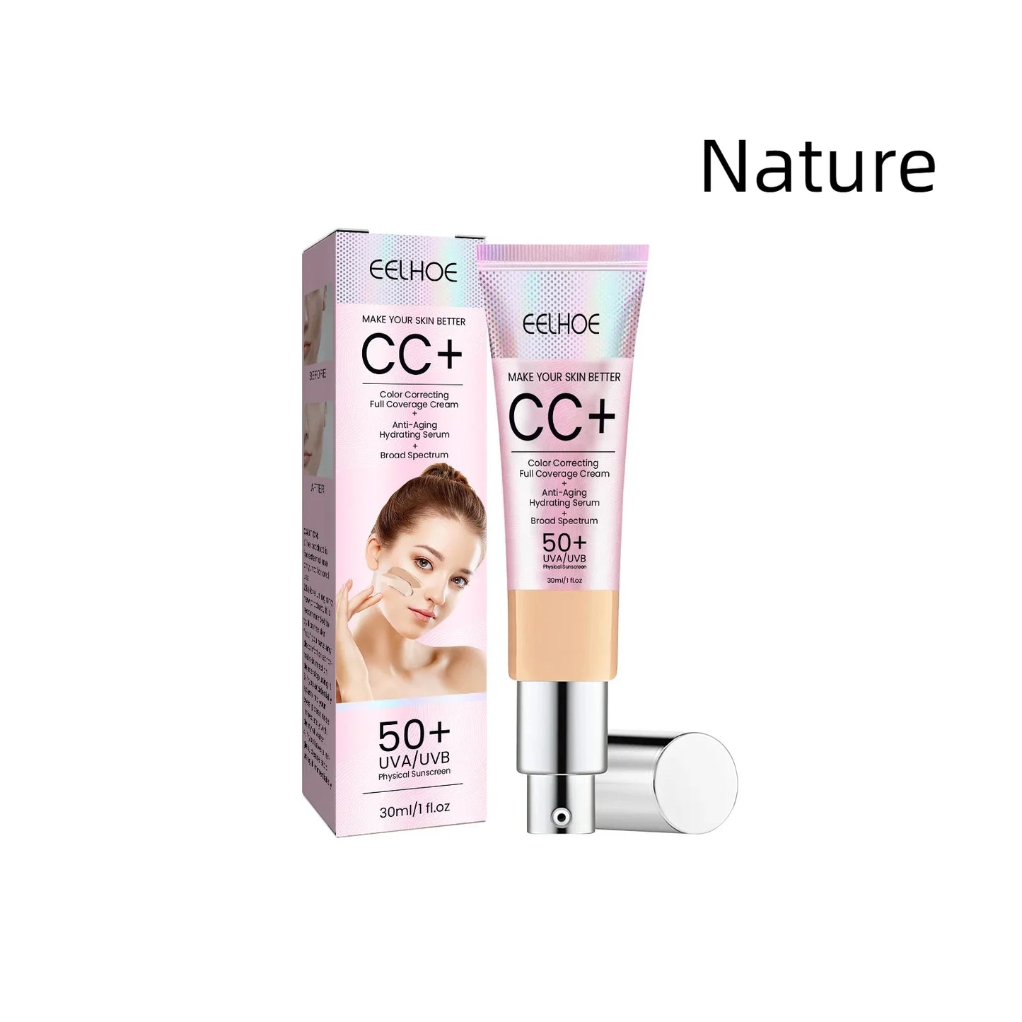 1/2/3pcs CC Cream Foundation Waterproof Brighten Moisturizing Foundation Concealer Oil-Control Long Lasting Spf 50 Makeup