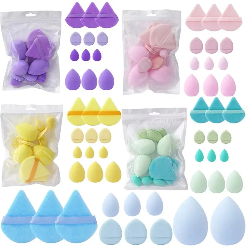 12Pcs Soft All-Purpose Makeup Sponge Set 4Types Beauty Tools Cosmetic Puff Dry Wet Dual Use Foundation Sponges Powder Puff