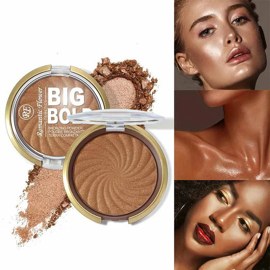 3-color powder brightens the face,bronze color pressed powder, waterproof and high gloss makeup,brightening wheat pearl powder
