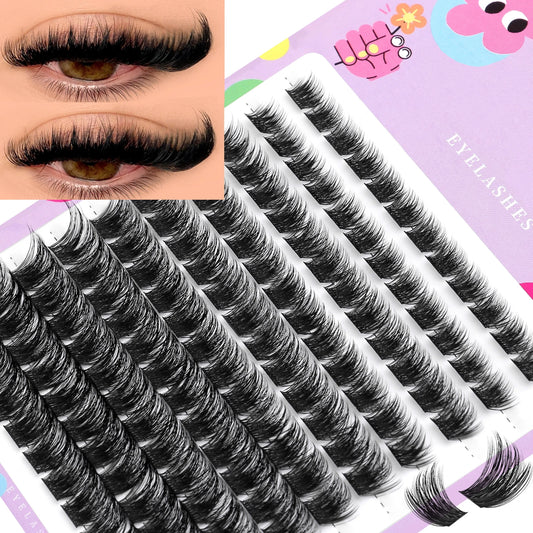 Lasvirey DIY Lash Clusters Fluffy Thick Eyelashes Mixed Styles Individual Lashes Extension 8D Fluffy Volume False Lashes Makeup