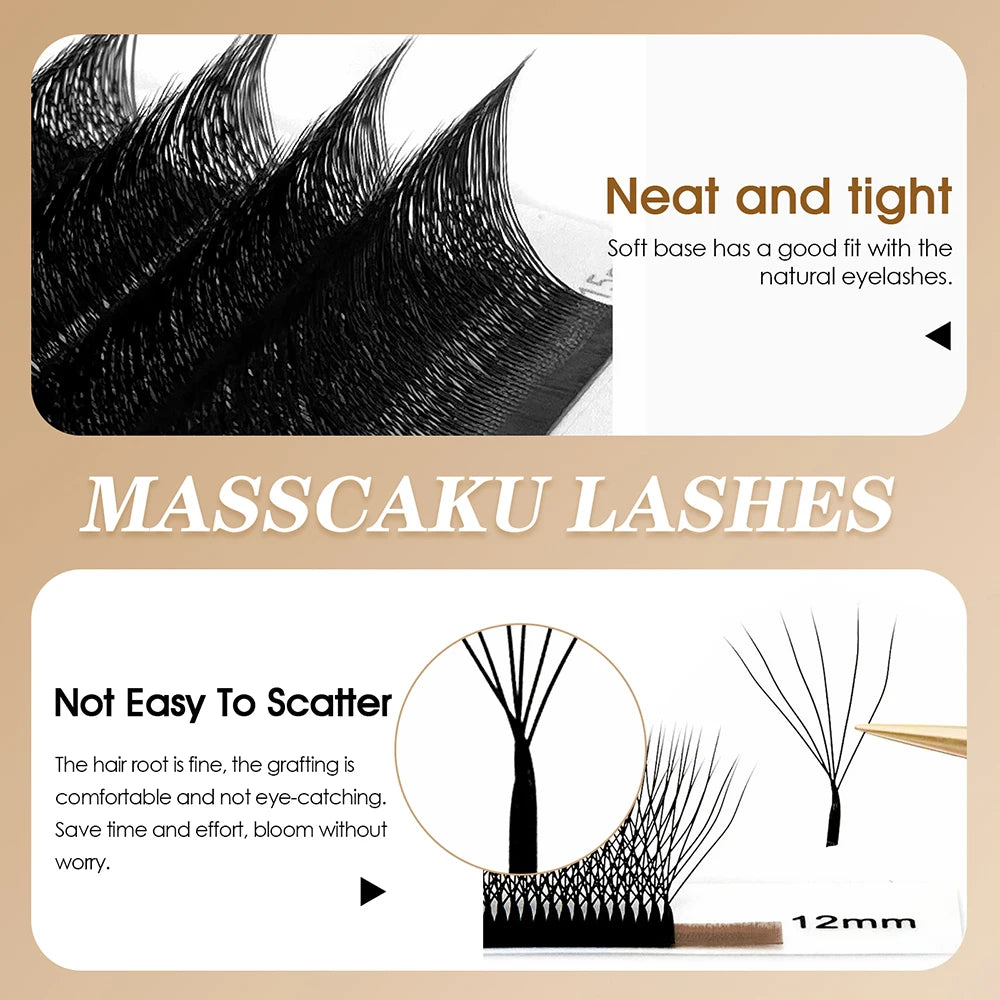 MASSCAKU Wholesale C/D Curl Faux Mink Premade Volume Fans Lash Individual Fluffy 6D 7D 8D 9D 10D W Style Eyelash Easy to Pick