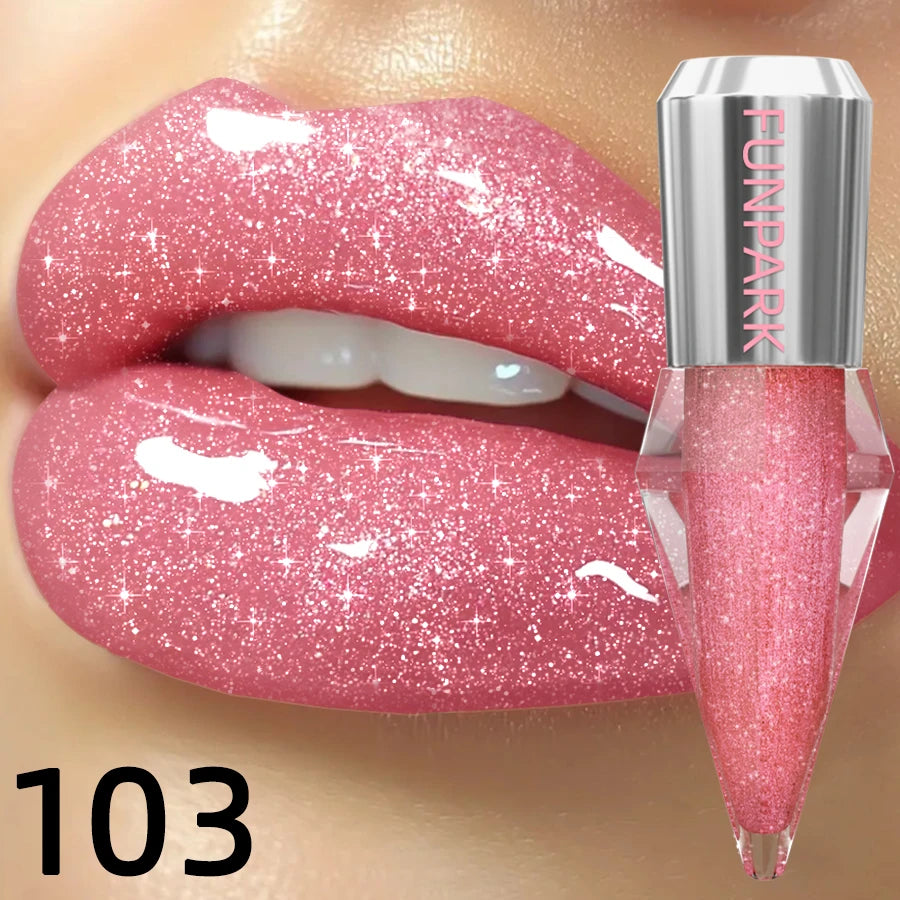 8 Color Glitter Shimmer Lip Gloss Moisturizing Lip Tinted Fuller Lip Effect Diamond Liquid Lipstick Makeup Sexy Lip Care Gifts