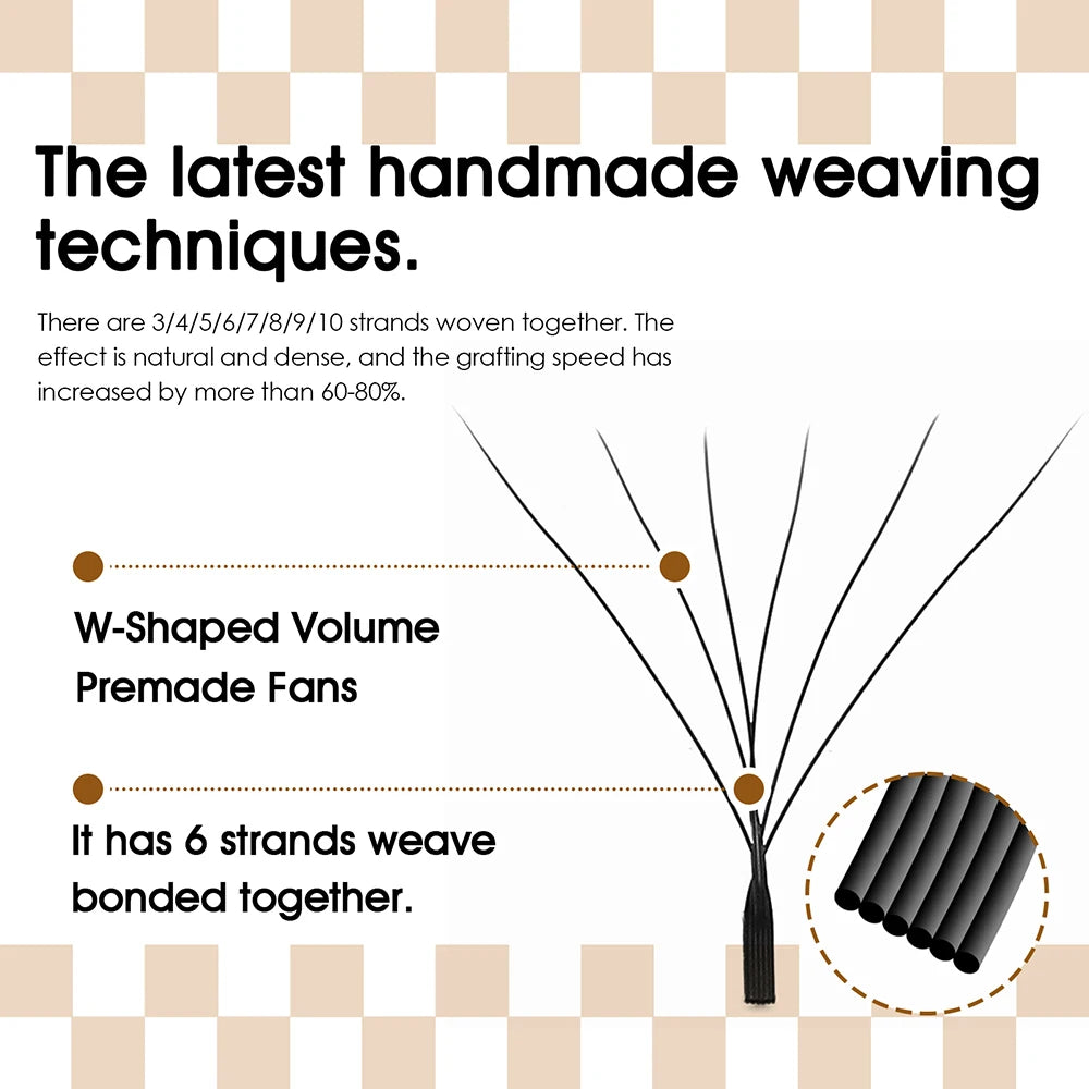 MASSCAKU Wholesale C/D Curl Faux Mink Premade Volume Fans Lash Individual Fluffy 6D 7D 8D 9D 10D W Style Eyelash Easy to Pick