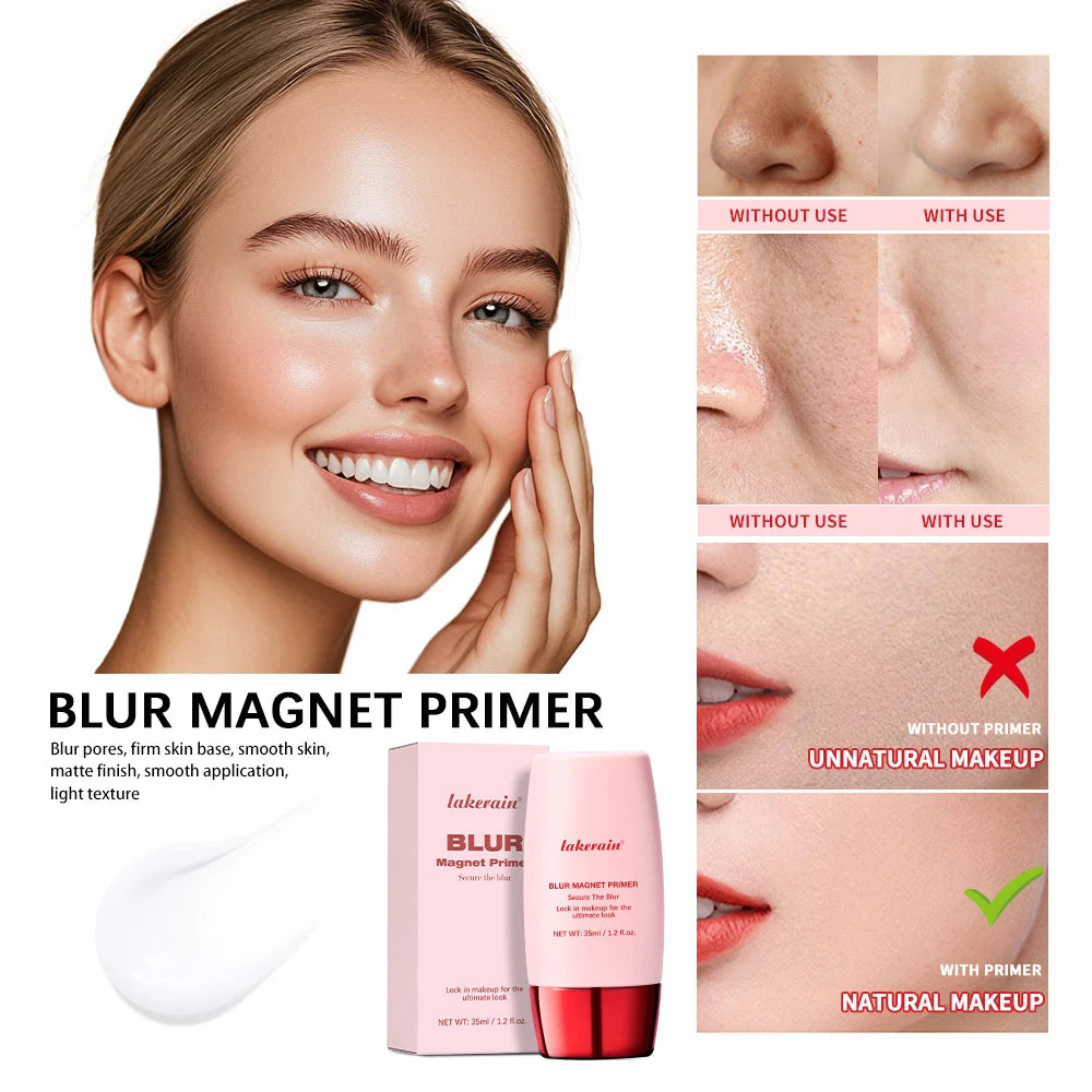 Lakerain Blur Magnet Primer Base Makeup Smooth Matte Finish Foundation Moisturizes Covering Pores Even Skin Tone Base Cosmetics