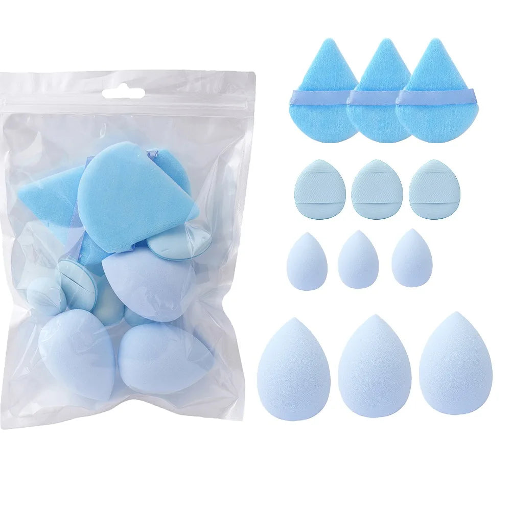 12Pcs Soft All-Purpose Makeup Sponge Set 4Types Beauty Tools Cosmetic Puff Dry Wet Dual Use Foundation Sponges Powder Puff