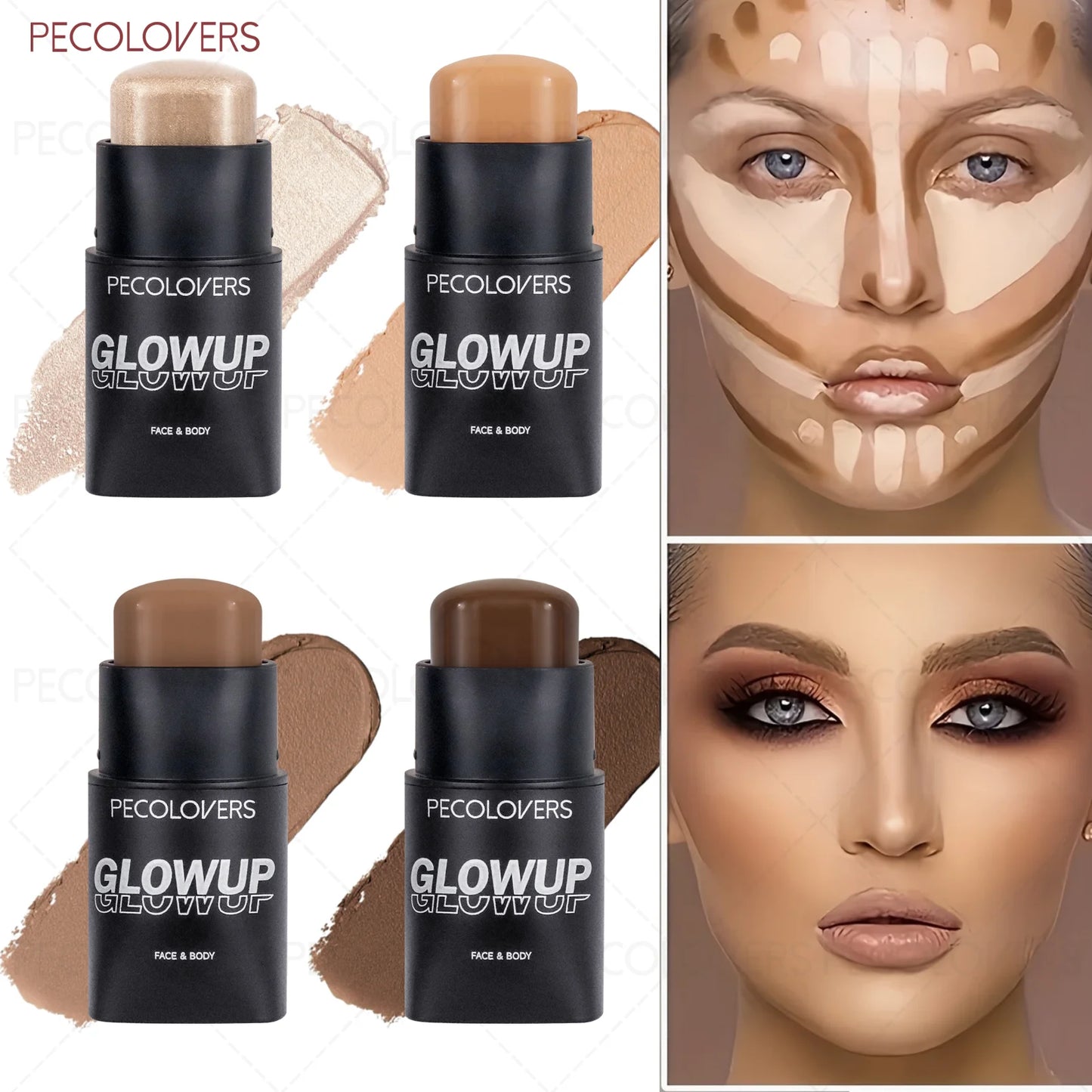 1 Pc Long-lasting Face Contour Stick, 3D Face Natural Shadow Look, for All Skins, Highlight & Contour & Concealer Face Makeup