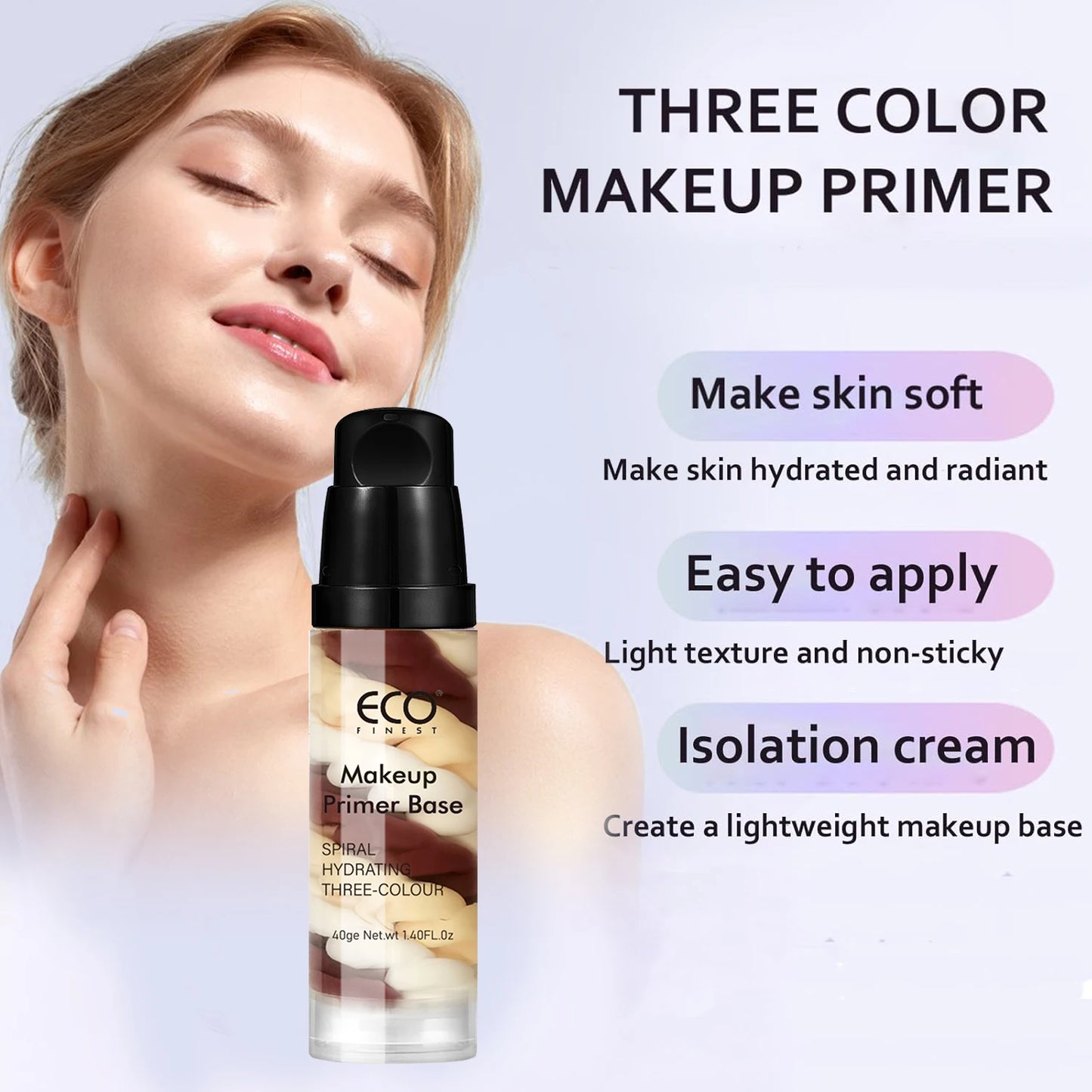 2-Pack 40g Radiant Makeup Primer Moisturizing Even Skin Tone Blemish & Pore Covering Color Makeup Base