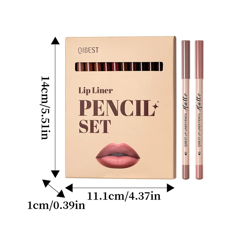 12 piece matte lipliner set, smooth and easy to apply, non smudging and non fading, natural makeup effect