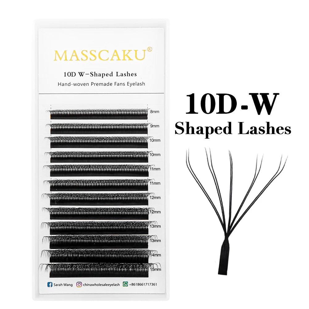 MASSCAKU Wholesale C/D Curl Faux Mink Premade Volume Fans Lash Individual Fluffy 6D 7D 8D 9D 10D W Style Eyelash Easy to Pick