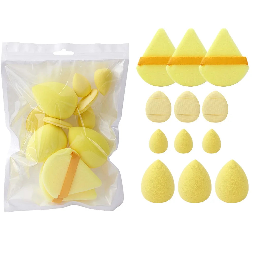 12Pcs Soft All-Purpose Makeup Sponge Set 4Types Beauty Tools Cosmetic Puff Dry Wet Dual Use Foundation Sponges Powder Puff