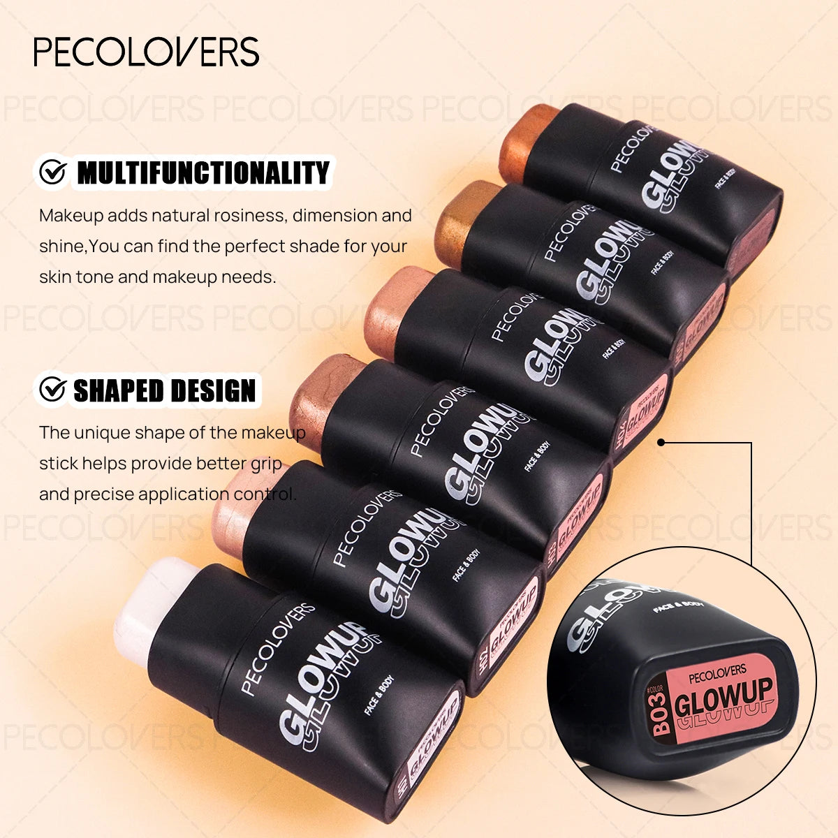 1 Pc Long-lasting Face Contour Stick, 3D Face Natural Shadow Look, for All Skins, Highlight & Contour & Concealer Face Makeup