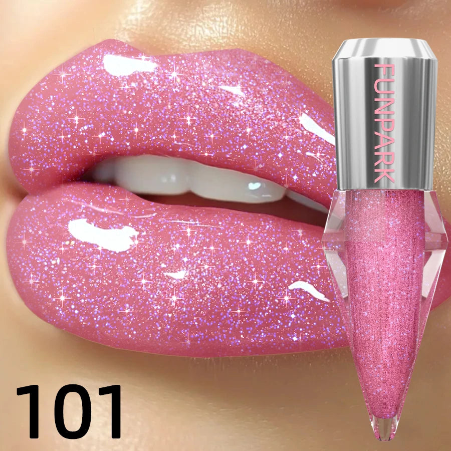 8 Color Glitter Shimmer Lip Gloss Moisturizing Lip Tinted Fuller Lip Effect Diamond Liquid Lipstick Makeup Sexy Lip Care Gifts