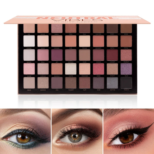 BEAUTY GLAZED NEUTRAL VIBES Matte 40 Colors Highlight Shimmer Eye Shadow Cosmetics Palette Glitter Eyeshadow palette