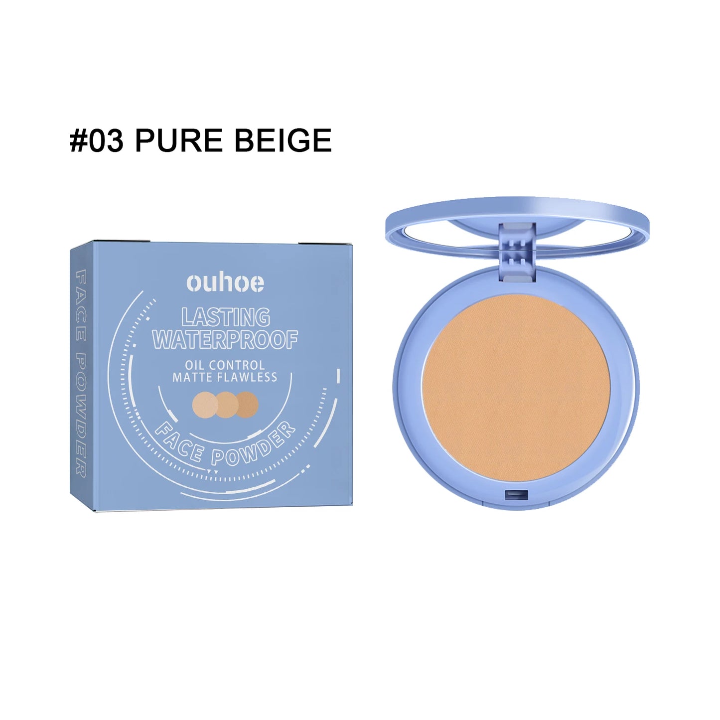 OUHOE Sunscreen Powder Cosmetic Face Powder Oil-Control Waterproof Lasting Matte Concealer Makeup Pressed Powder