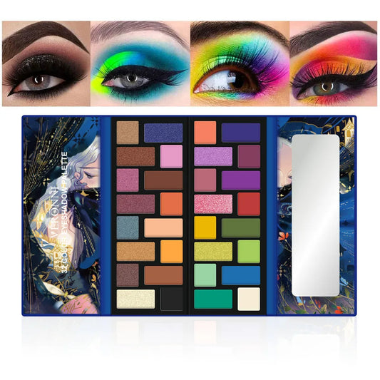 32 Color Eyeshadow Palette-Matte & Shimmer, Highly Pigmented,Vegan,Cruelty-Free, Professional Makeup Palette (Warm/Nude/Glitter)