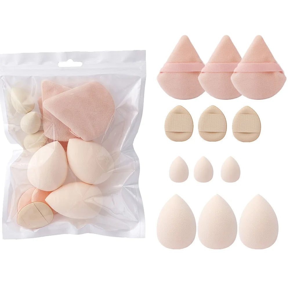 12Pcs Soft All-Purpose Makeup Sponge Set 4Types Beauty Tools Cosmetic Puff Dry Wet Dual Use Foundation Sponges Powder Puff