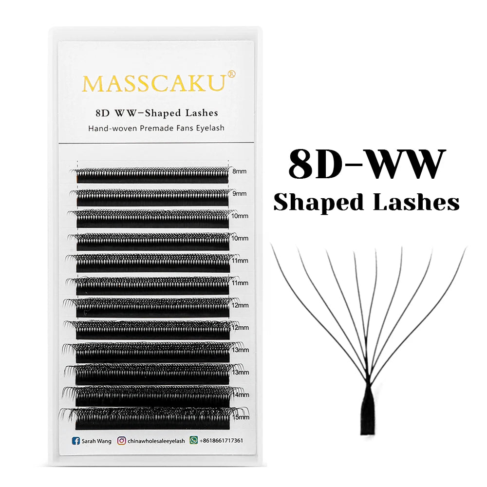 MASSCAKU Wholesale C/D Curl Faux Mink Premade Volume Fans Lash Individual Fluffy 6D 7D 8D 9D 10D W Style Eyelash Easy to Pick