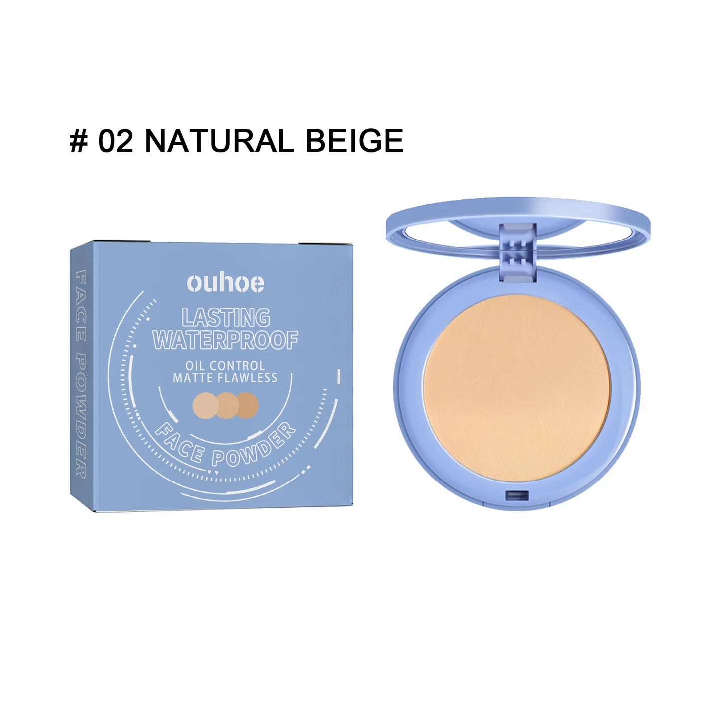 OUHOE Sunscreen Powder Cosmetic Face Powder Oil-Control Waterproof Lasting Matte Concealer Makeup Pressed Powder