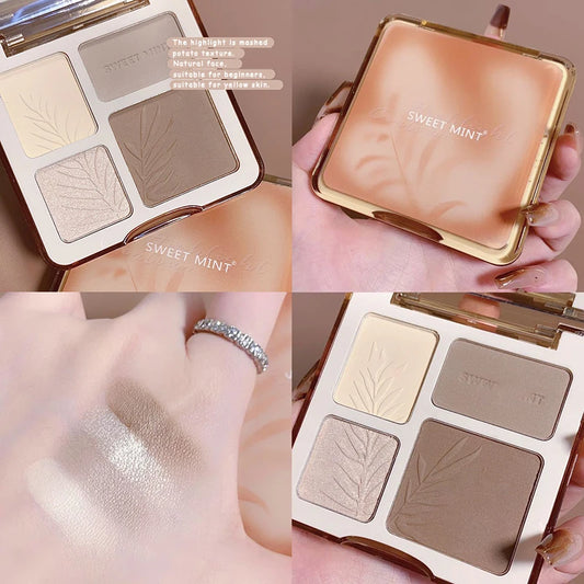 4 Color Matte Bronzer Contour Shading Powder Palette Natural Stereoscopic Nose Shadow Multifunctional Highlighter Blush Cosmetic