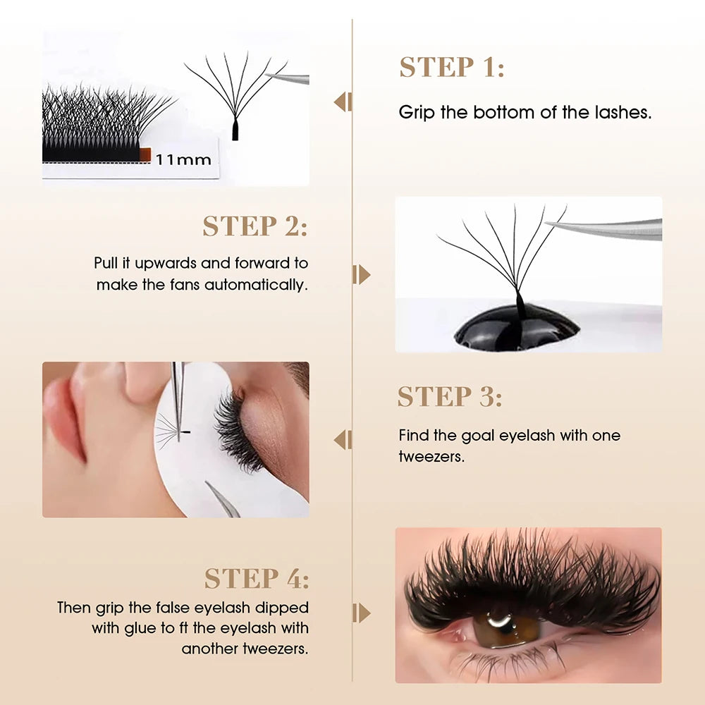 MASSCAKU Wholesale C/D Curl Faux Mink Premade Volume Fans Lash Individual Fluffy 6D 7D 8D 9D 10D W Style Eyelash Easy to Pick