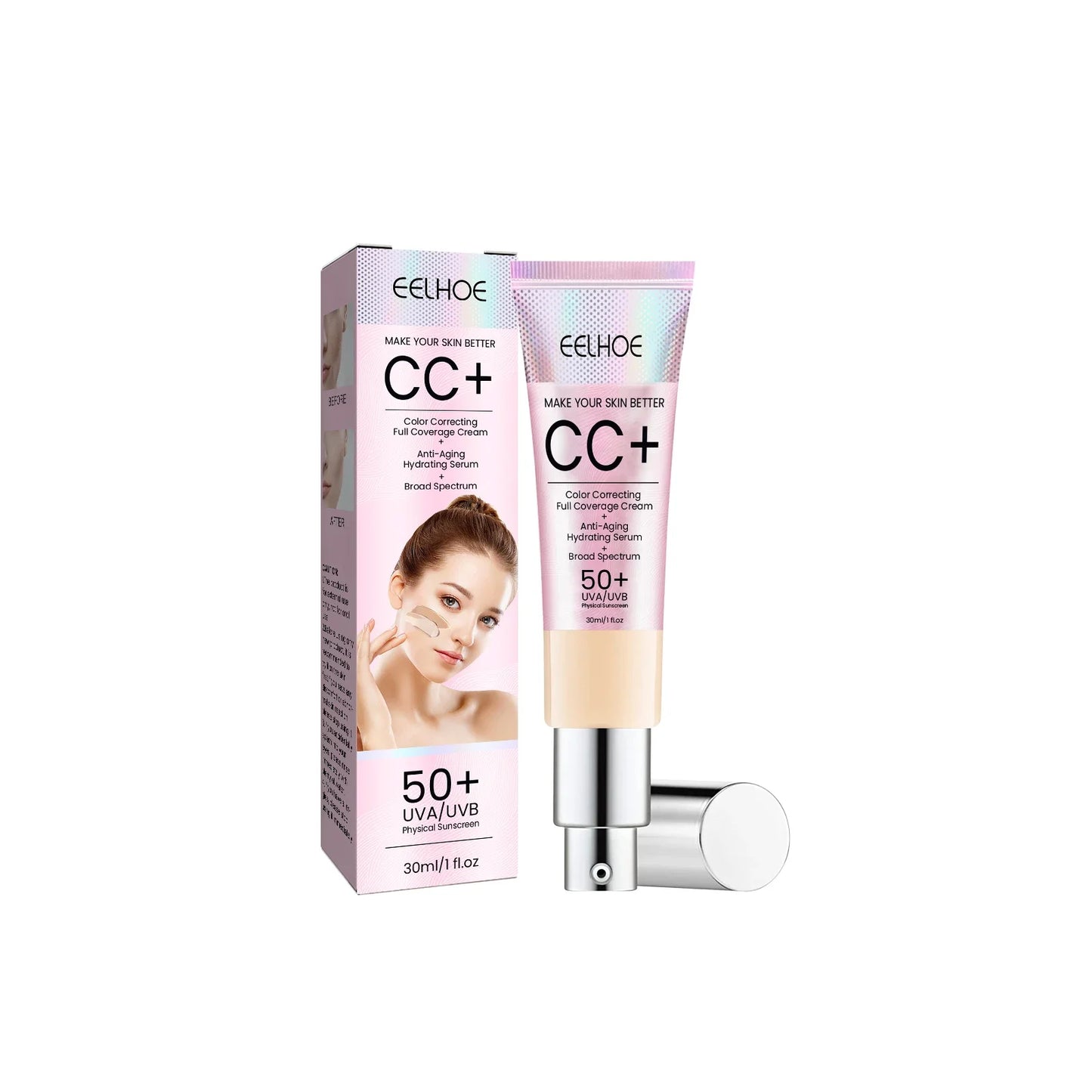 1/2/3pcs CC Cream Foundation Waterproof Brighten Moisturizing Foundation Concealer Oil-Control Long Lasting Spf 50 Makeup