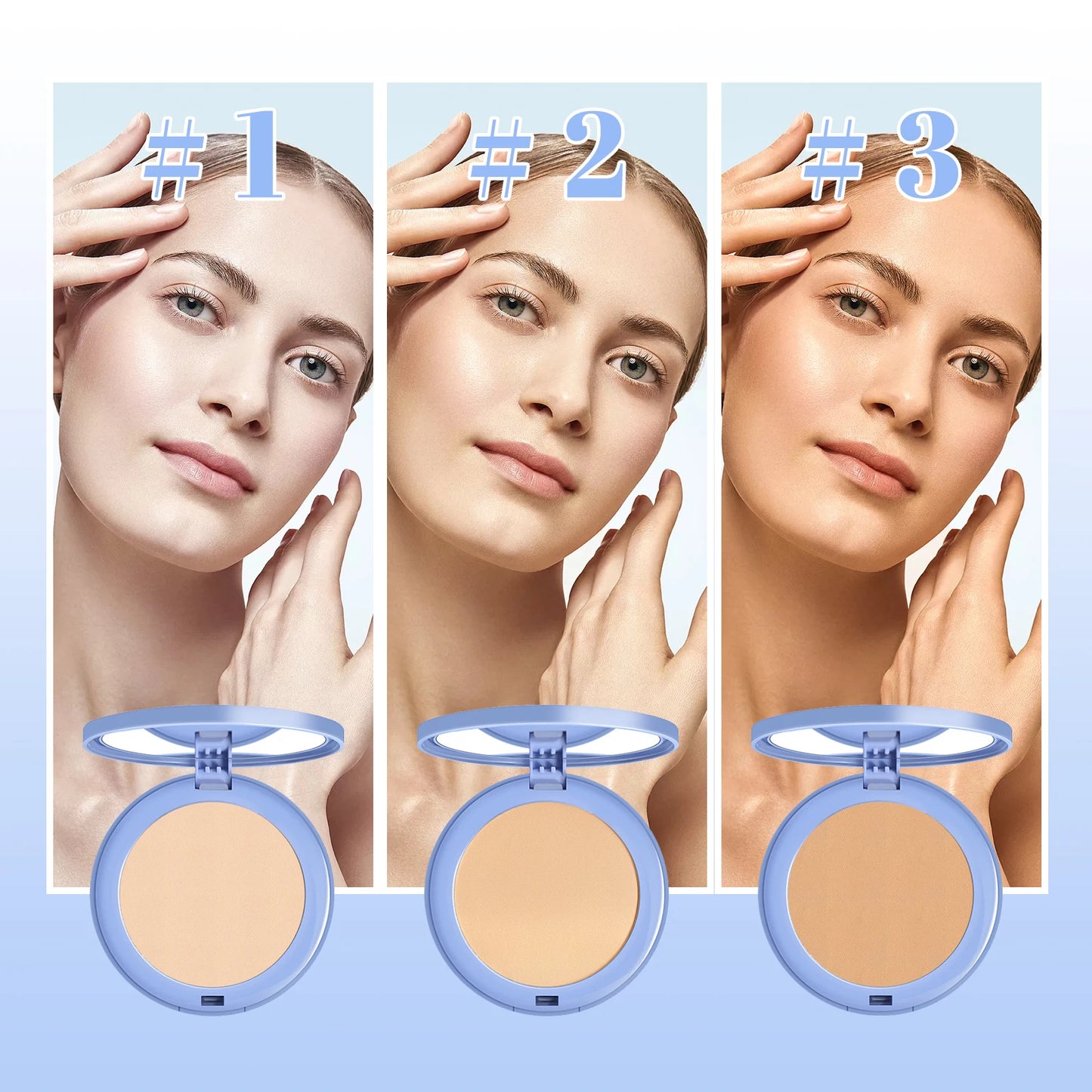 OUHOE Sunscreen Powder Cosmetic Face Powder Oil-Control Waterproof Lasting Matte Concealer Makeup Pressed Powder
