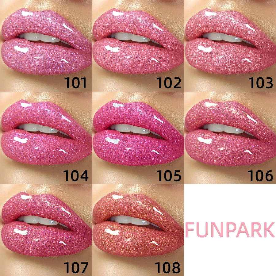 8 Color Glitter Shimmer Lip Gloss Moisturizing Lip Tinted Fuller Lip Effect Diamond Liquid Lipstick Makeup Sexy Lip Care Gifts