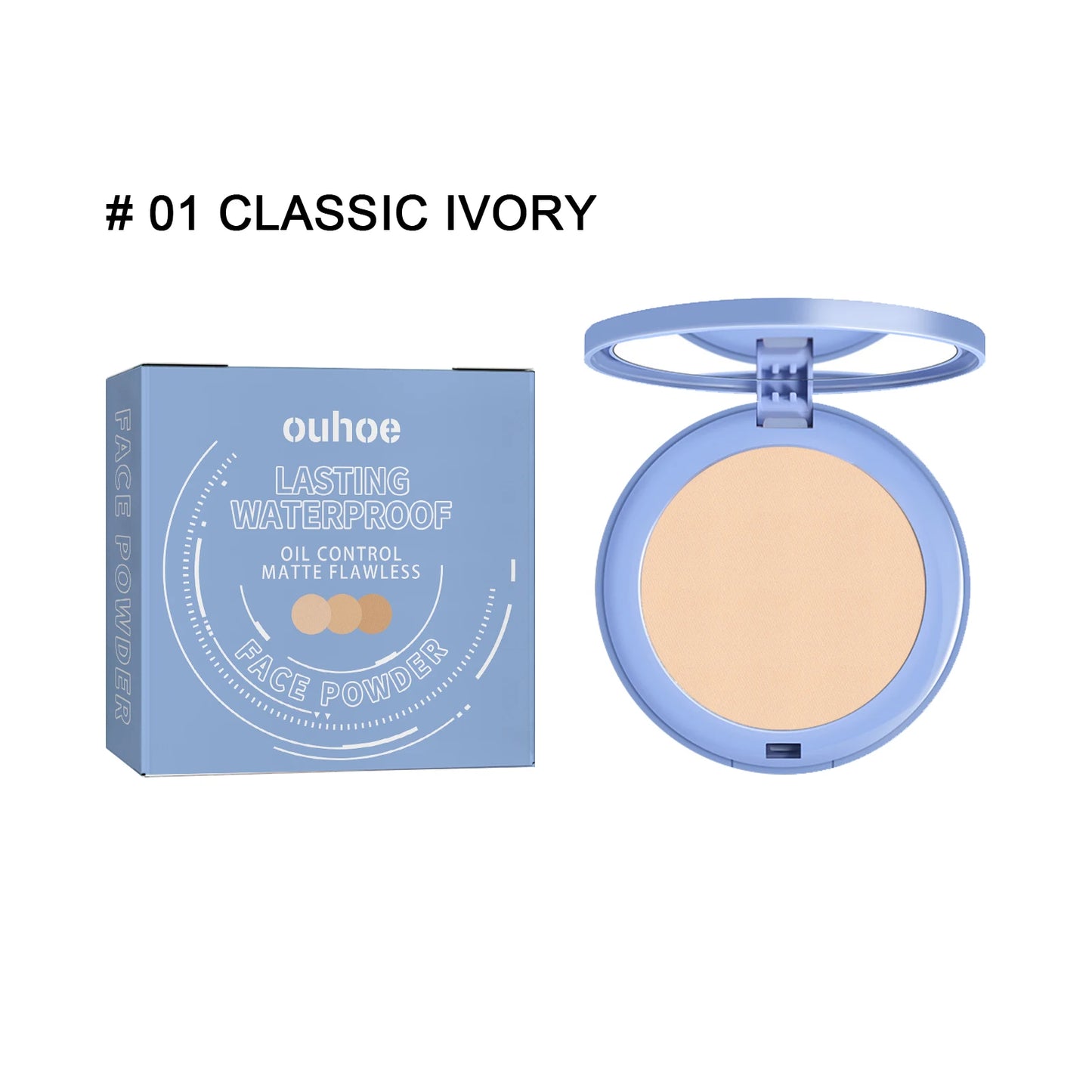 OUHOE Sunscreen Powder Cosmetic Face Powder Oil-Control Waterproof Lasting Matte Concealer Makeup Pressed Powder