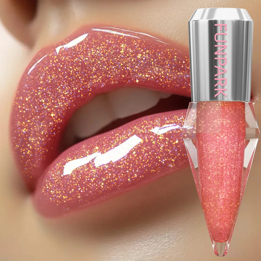 8 Color Glitter Shimmer Lip Gloss Moisturizing Lip Tinted Fuller Lip Effect Diamond Liquid Lipstick Makeup Sexy Lip Care Gifts
